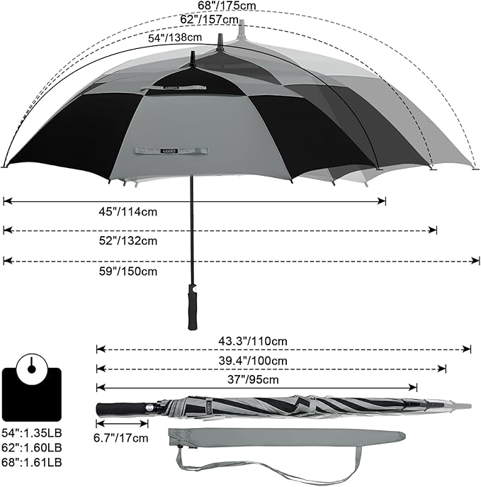 G4Free 47/54/62/68/72 Inch Automatic Open Golf Umbrella Oversize Extra Large - Image 7