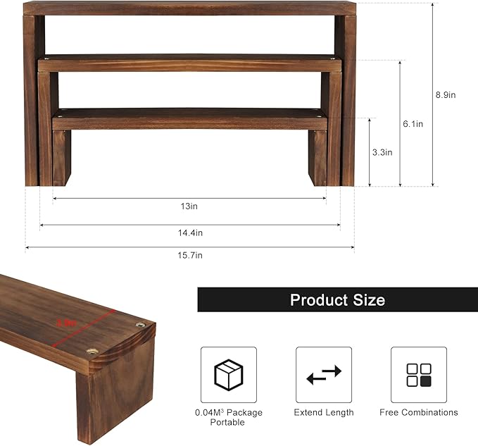 Desk Plant Stand Windowsill Plant Shelf 3 Tiers Wooden Tabletop Plant Shelves - Image 2