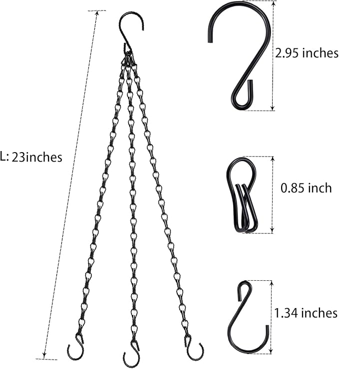 Hanging Baskets Chains 23 Inches 3 Leads Hanging Chains Flower Pot Hanger - Image 4
