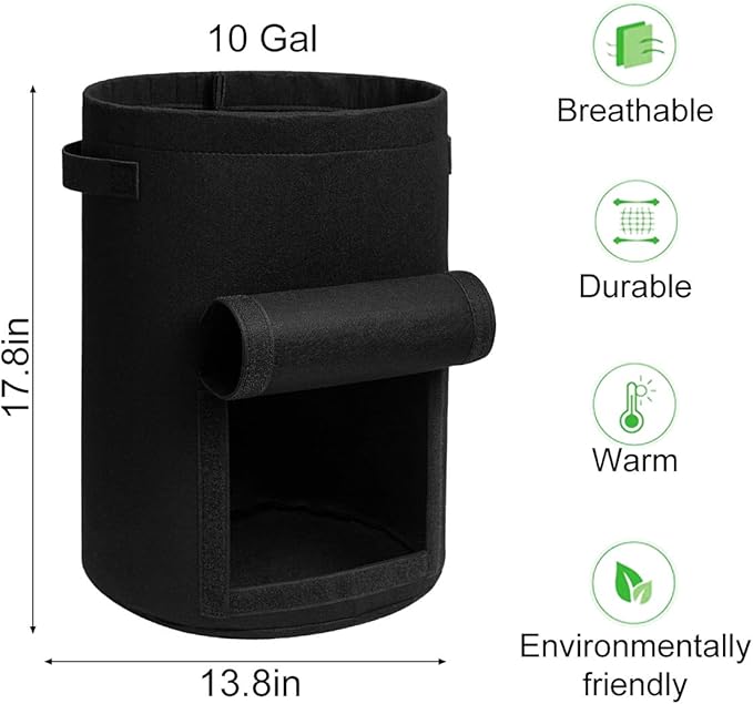 Potato Grow Bags with Flap 10 Gallon, 4 Pack Planter Pot with Handles and - Image 3