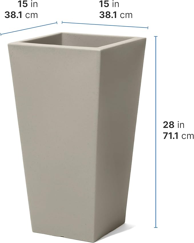 Step2 Tremont Tall Square Planter Pot, Large Outside All-Season All-Weather - Image 6
