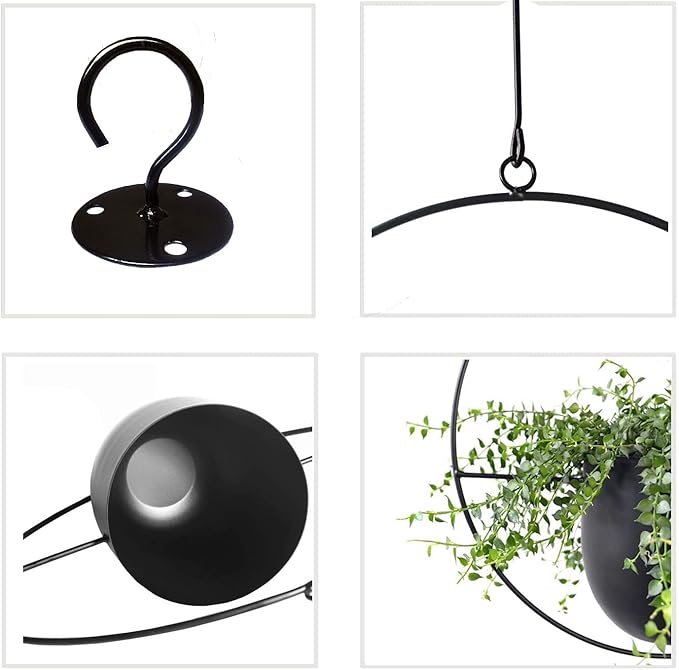 Hanging Planter for Indoor Outdoor Plants Metal Mid Century Minimalist Wall - Image 7