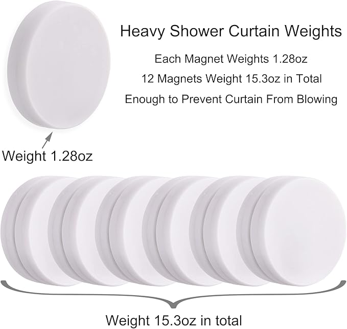 Magnetic Shower Curtain Weights, Rubber Covered Heavy Duty Weights, Prevent - Image 6