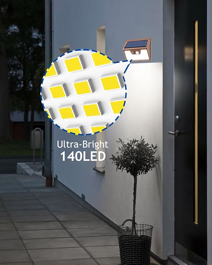 Peasur Brown Solar Lights Outdoor Motion Sensor 16 Pack, Ultra-Bright 3 Mode - Image 2