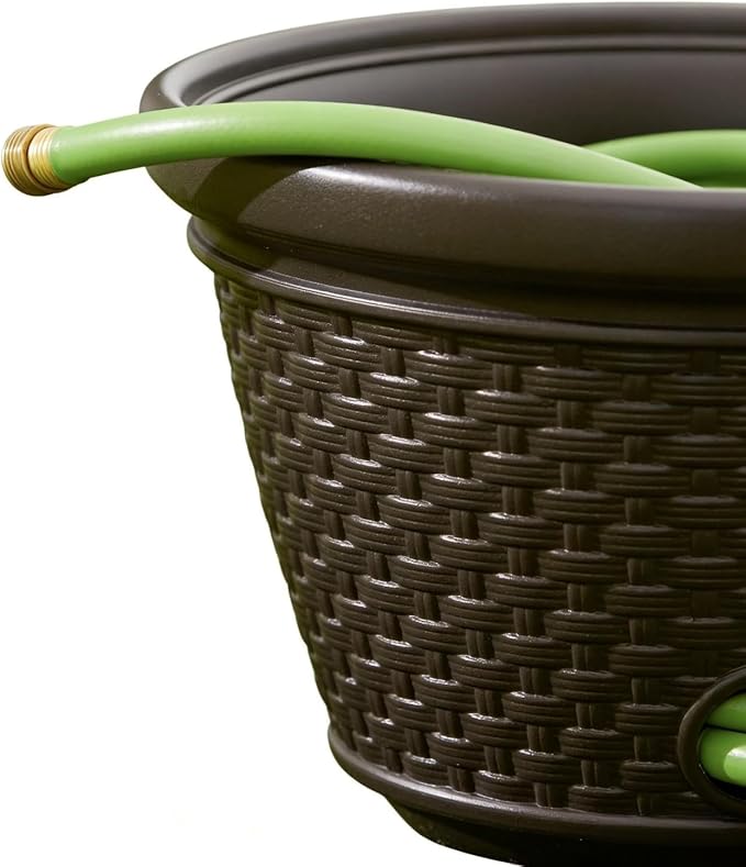 Decorative Wicker Garden Hose Holder Pot - Image 3