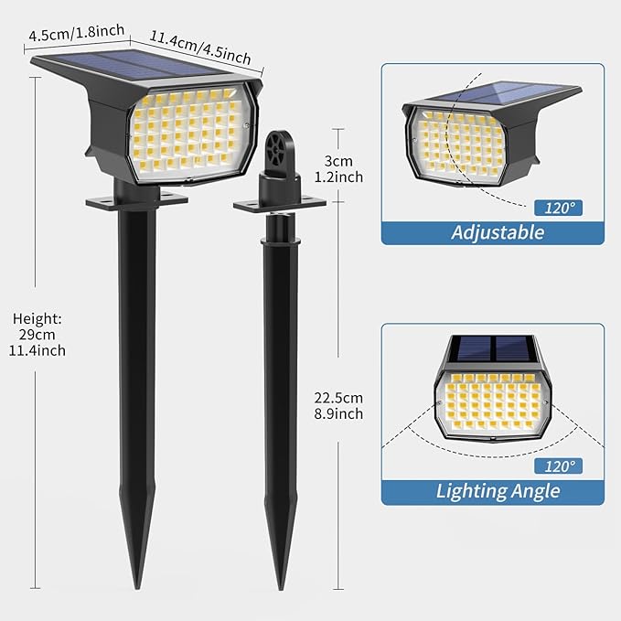 Solar Spot Lights Outdoor Waterproof IP65, 2 Pack Landscape Spotlights - Image 6