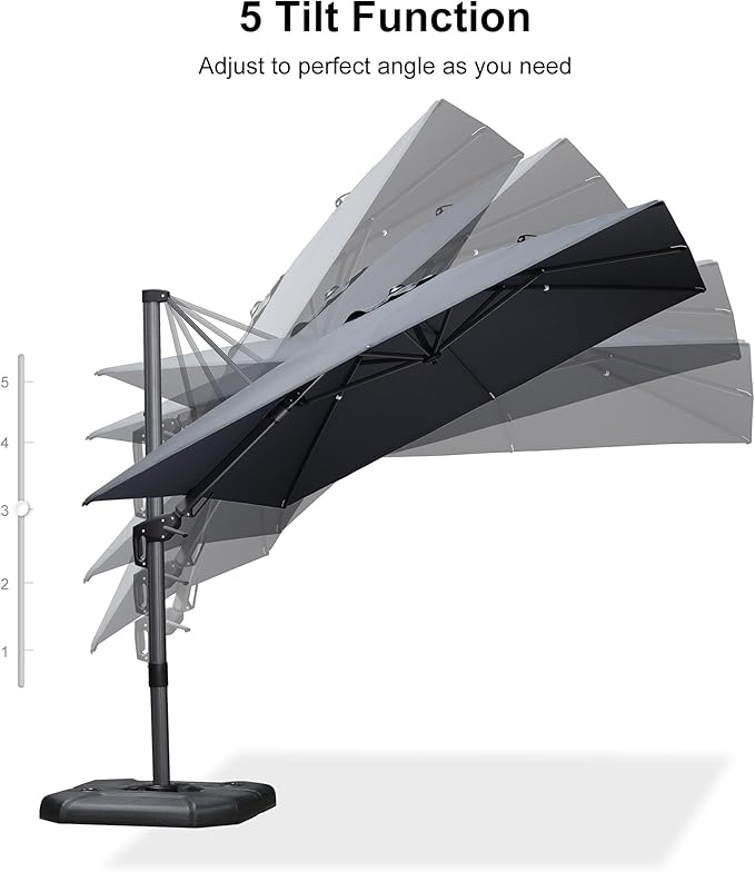 PURPLE LEAF 9' X 12' Left-right Tilt Patio Umbrella Outdoor Cantilever Swivel - Image 8