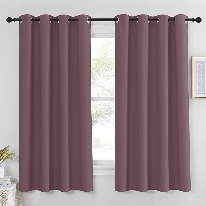 NICETOWN Blackout Dry Rose Curtain 63 inches Long by NICETOWN