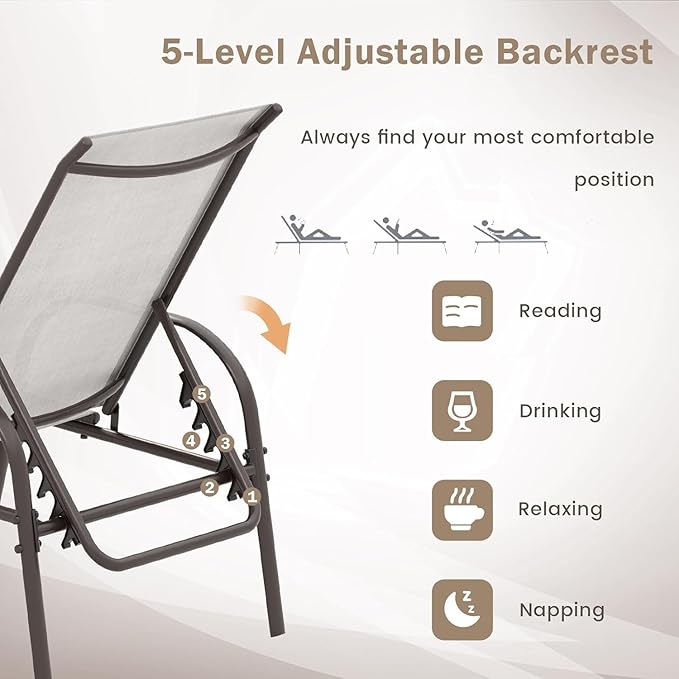 Giantex Set of 2 Patio Lounge Chair, Outdoor Chaise Lounge - Image 9
