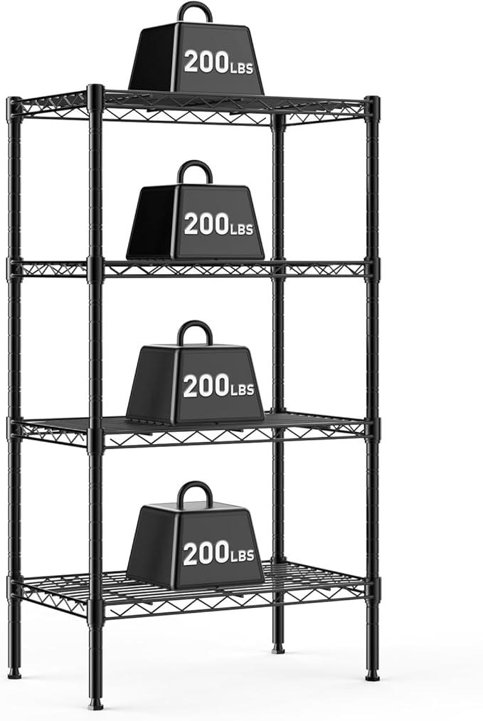 DUMOS 4-Tier Metal Wire Storage Shelves, Adjustable Standing Storage Rack Shelf by DumosLifestyle