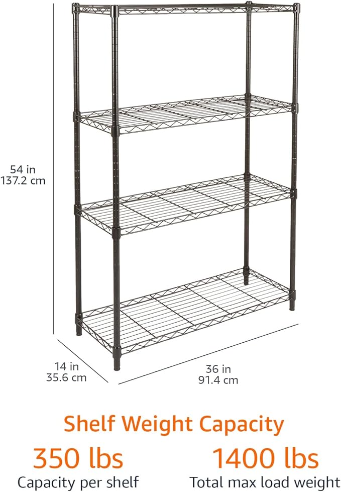 Amazon Basics 4-Shelf Adjustable Heavy Duty Steel Wire Rack Storage Shelving - Image 3