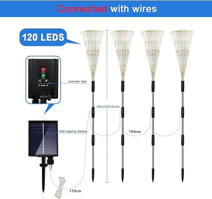 Unihoh Solar Garden Lights Outdoor, 4 Pack 120 LED Waterproof Decorative String - Image 6