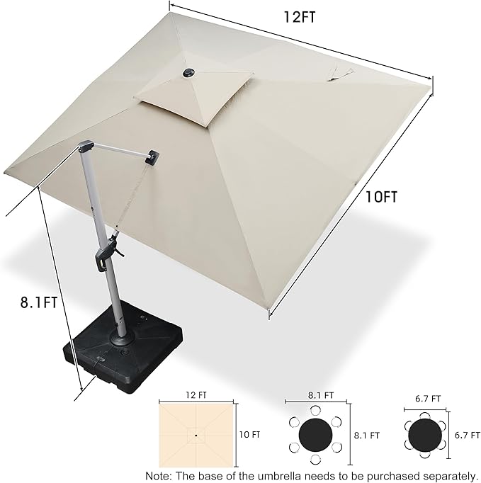 PURPLE LEAF 10' X 12' Patio Umbrella Outdoor Rectangle Umbrella Large - Image 8
