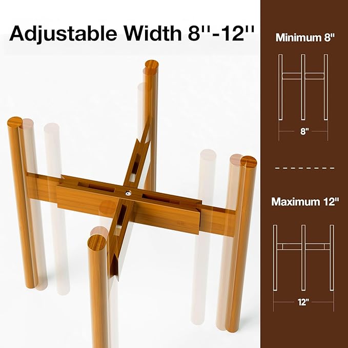 MUDEELA Plant Stand for Indoor Plants: Adjustable Width Fits 8-12 Inch Pots - Image 2
