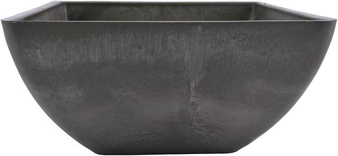 PSW Pot Collection 12x6 inch Plastic/Stone/Wood Composite Square Planter – No - Image 2