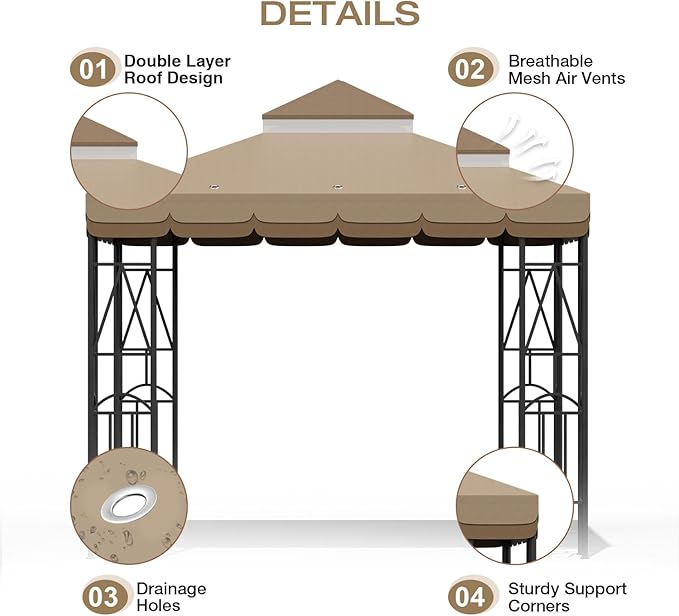 10x10 Canopy Replacement Top Double Tiered Gazebo Cover - Image 3
