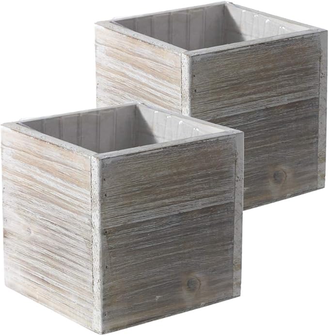 Wooden Planter Box l Rustic Barn Whitewash by Unknown