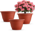 3 Pack 11 Inch Plant Pots with Drainage, Terracotta Plastic Planters by RooTrimmer