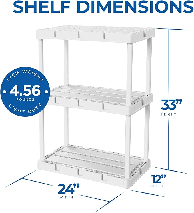 Gracious Living 3 Pack Light Duty Storage Shelves, Knect-A-Shelf 3-Shelf - Image 3