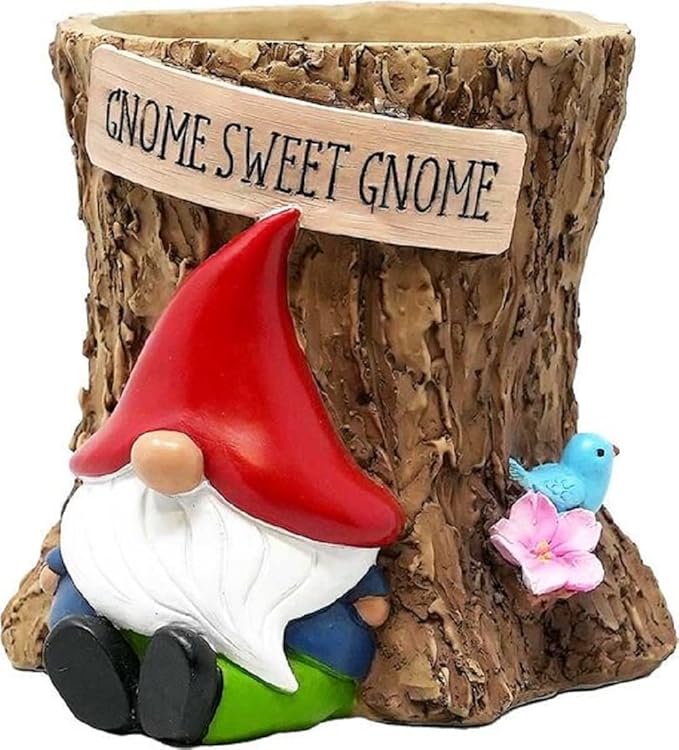 Spoontiques Gnome Flower Pot, Home Décor, Tabletop Decoration, Vase Window Décor by Spoontiques