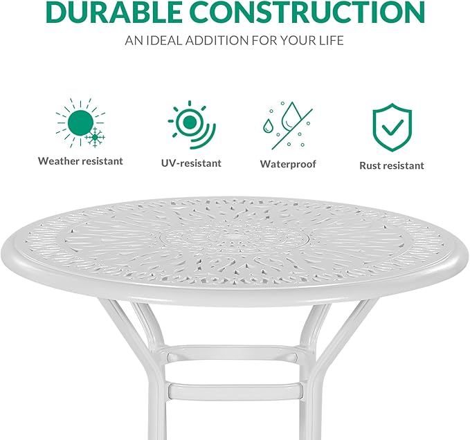 VIVIJASON 3-Piece Patio Swivel Bar Stools Set, All Weather Cast Aluminum - Image 4