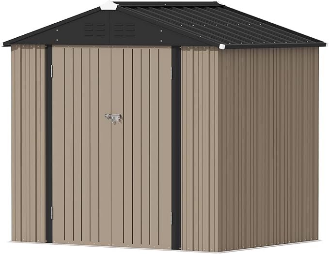 Devoko Outdoor Storage Shed 8 x 6 FT Lockable Metal Garden Shed Steel by DEVOKO