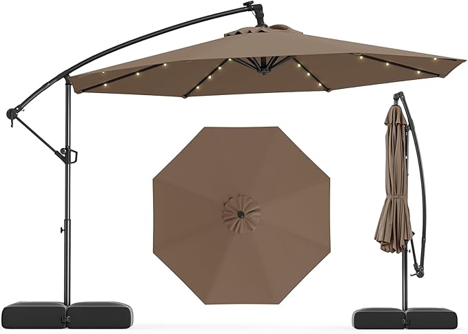 Tangkula 10ft Solar LED Patio Umbrella by TANGKULA