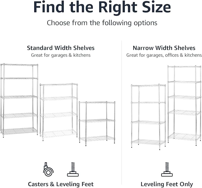 Amazon Basics 3-Shelf Adjustable Heavy Duty Steel Wire Shelving Rack - Image 6