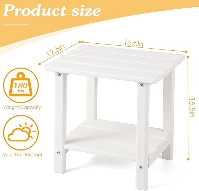 Adirondack Outdoor Side Table, 2-Tier Sturdy Patio End Table Weather Resistant - Image 3