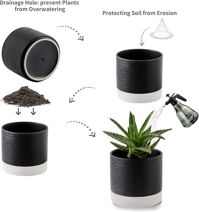 Nihow Ceramic Plant Pot: 6 Inch Planter - Image 3