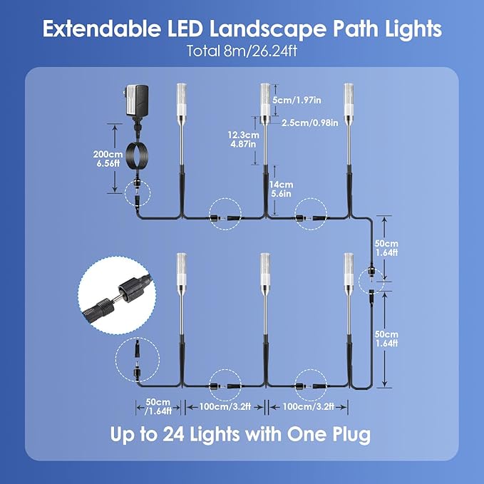 B-right Outdoor Pathway Lights, Extendable IP65 Waterproof Outdoor Garden Light - Image 7