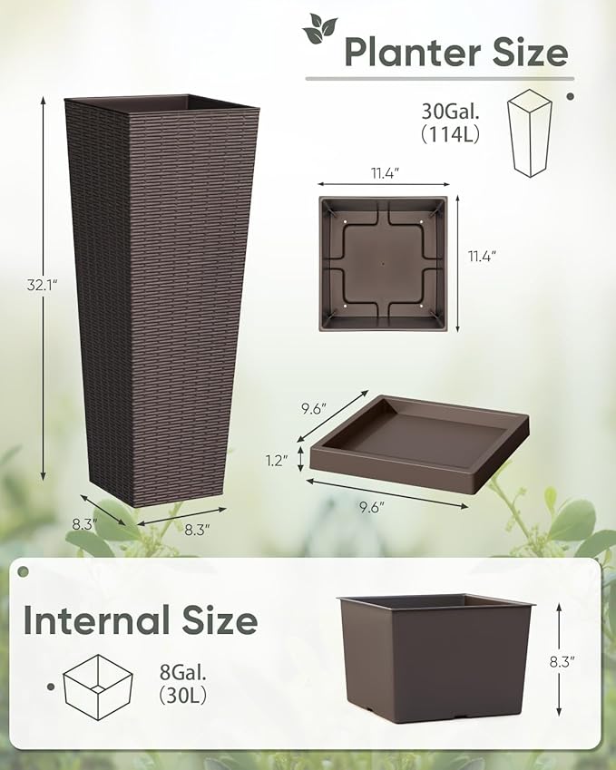 Greesum Set of 2 Tall Plastic Planters - Image 7