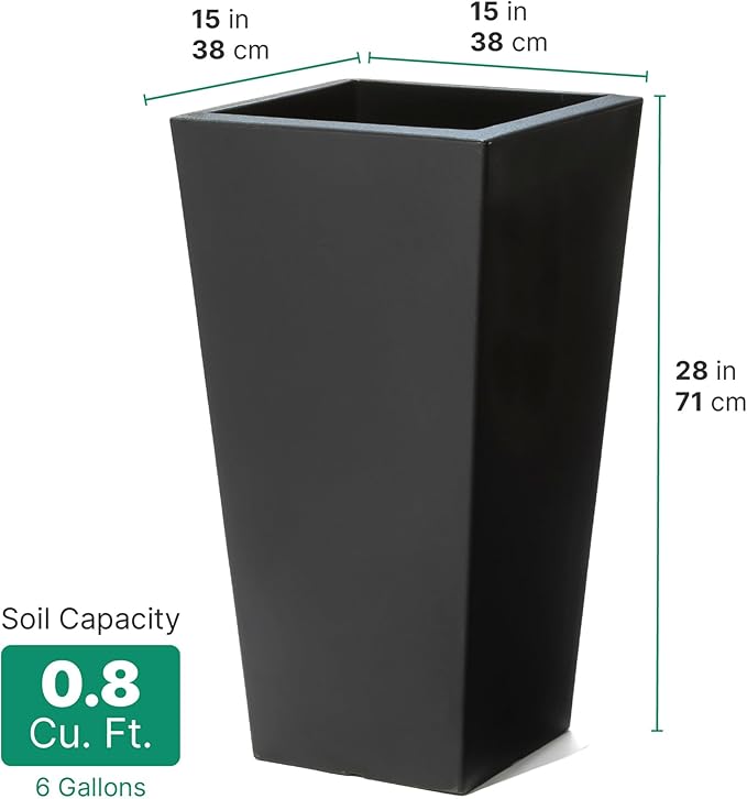 Step2 Tremont Tall Square Tapered Planter, Indoor/Outdoor Plants, Efficient - Image 9