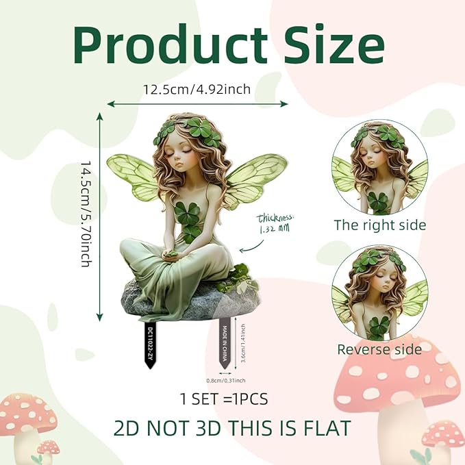 Fairy Garden Stake Decor, Acrylic 2D Garden Fairy Decoration, Fairy Garden - Image 3