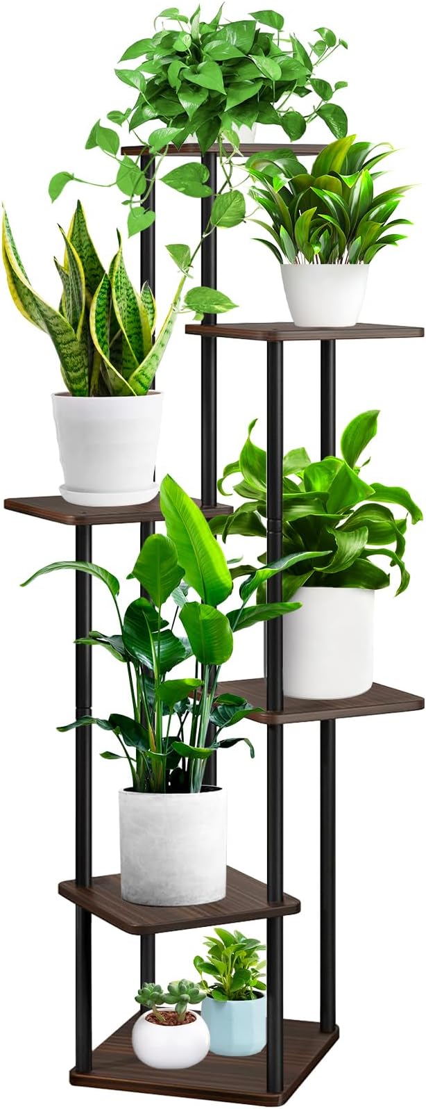 6 Tier Wood Tall Plant Stand Metal Rack Indoor, Planter Shelf Display Rack by YOCOMEY