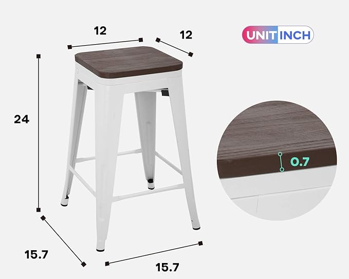 FDW Metal Bar Stools Counter Height Barstool Stackable Barstools Indoor Outdoor - Image 3