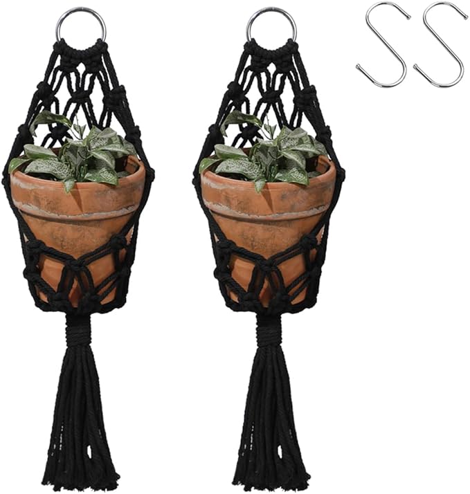 Artilady 2 Pack Black Macrame Plant Hanger Indoor by Artilady