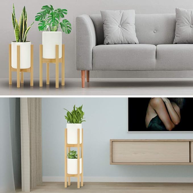 MUDEELA 2 Pack Indoor Plant Stands, 2 Tier Tall Plant Stand 30 inches, Mid - Image 4