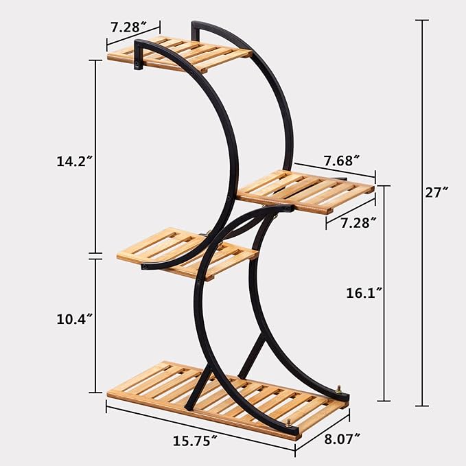 Bamboo 4-Tier Plant Stand Rack Multiple Flower Pot Holder Shelf Indoor Outdoor - Image 6