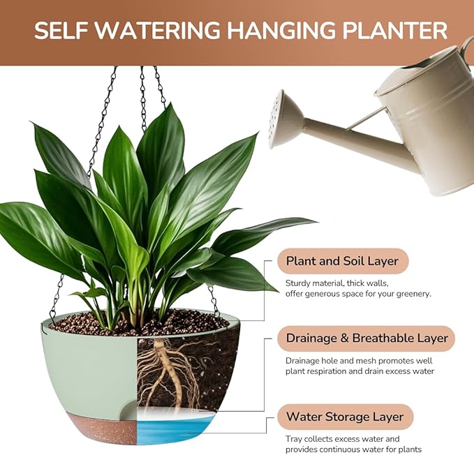 12 Inch Hanging Baskets for Plants Outdoor, Hanging Planters for Indoor Outdoor - Image 3