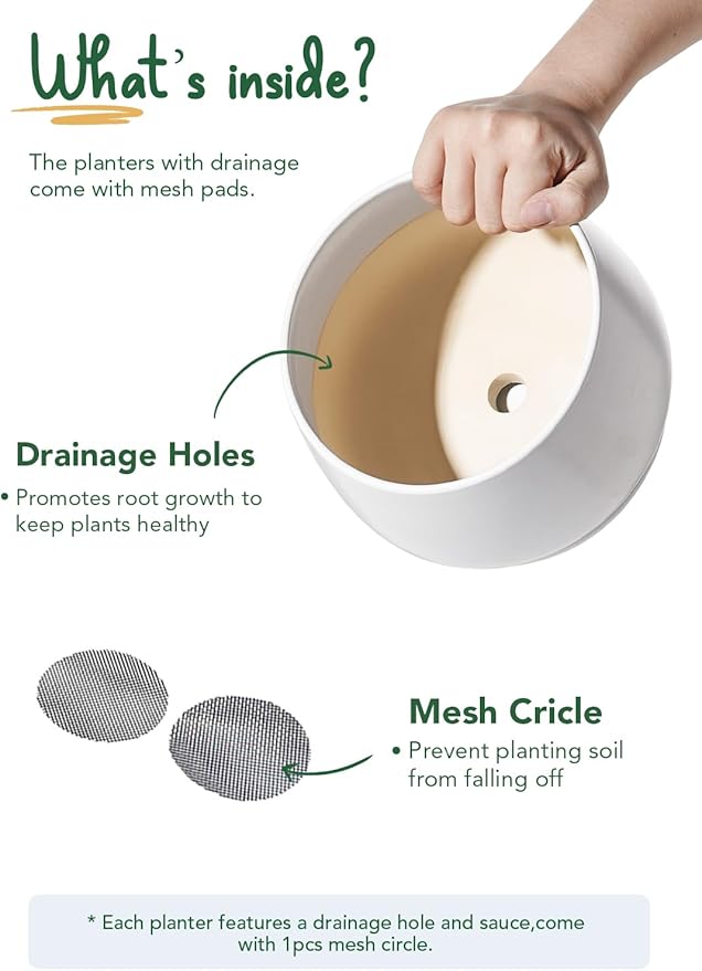 LE TAUCI Ceramic Plant Pots, 4.1+5.1+6.5 inch, Planters - Image 5