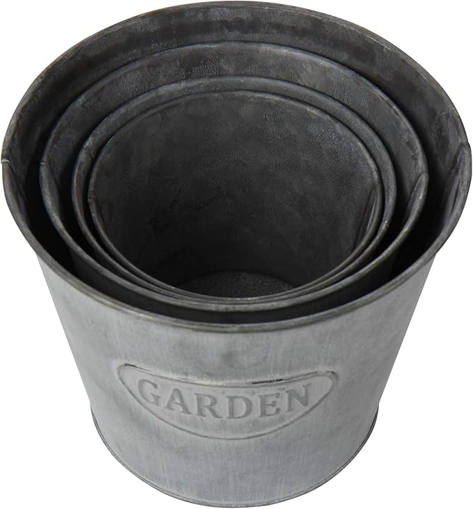 Briful 4 Size Galvanized Buckets Farmhouse Metal Bucket Dark Gray Galvanized - Image 6