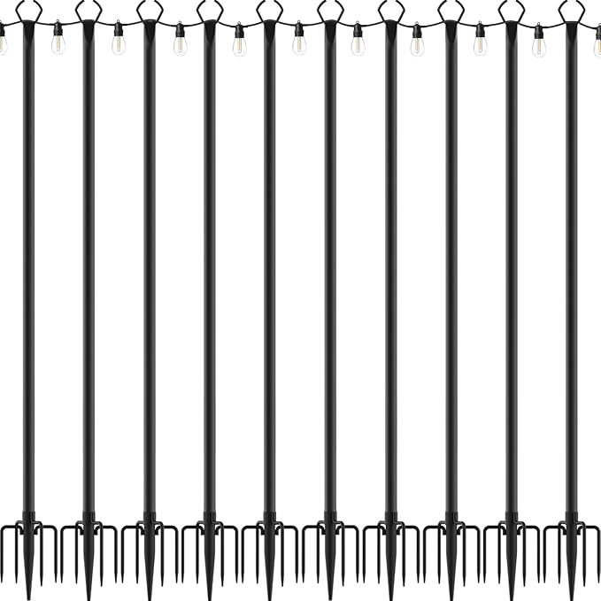 10 Pack String Light Poles, 10 Ft Light Poles by Mutovlin