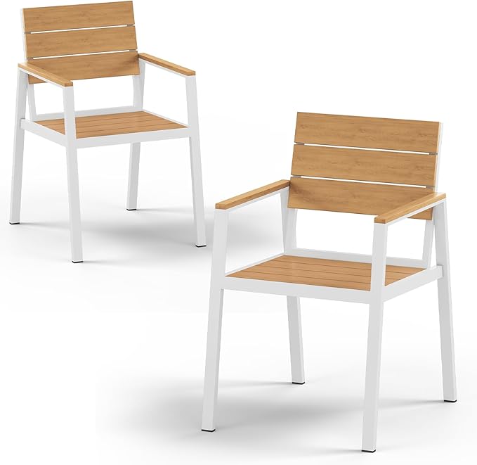 Outdoor Dining Chairs Set of 2, HDPS + Aluminum Patio Dining Chairs by Vexwalx