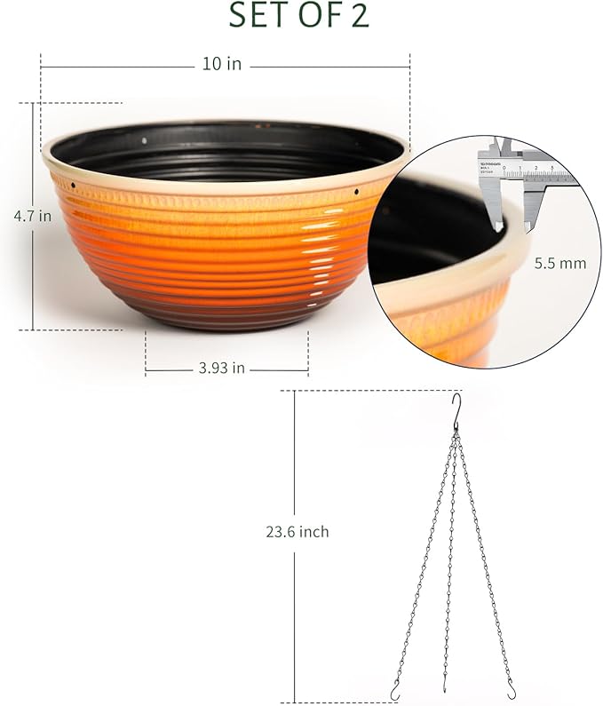2 Pack Hanging Planters for Indoor Outdoor Plants, 10 Inch Hanging Planter - Image 2