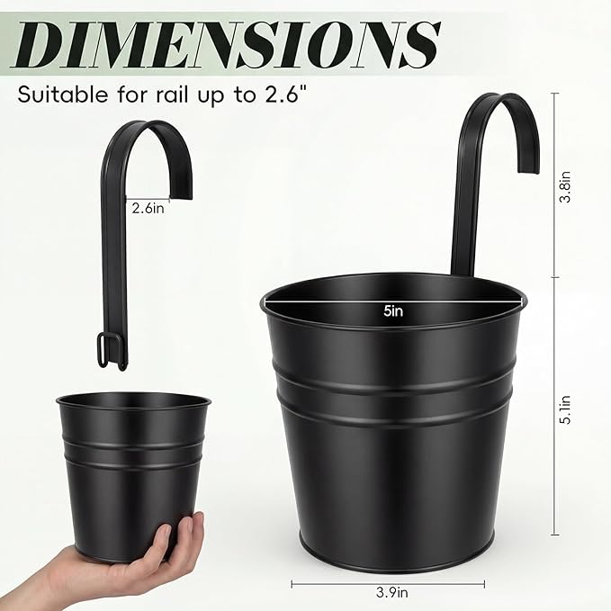 HowRU Hanging Flower Pots, Railing Planter Box - Image 2