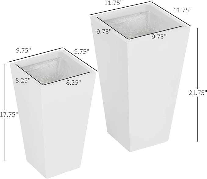 Outsunny 2-Pack Outdoor Planter Set, Flower Pots - Image 7