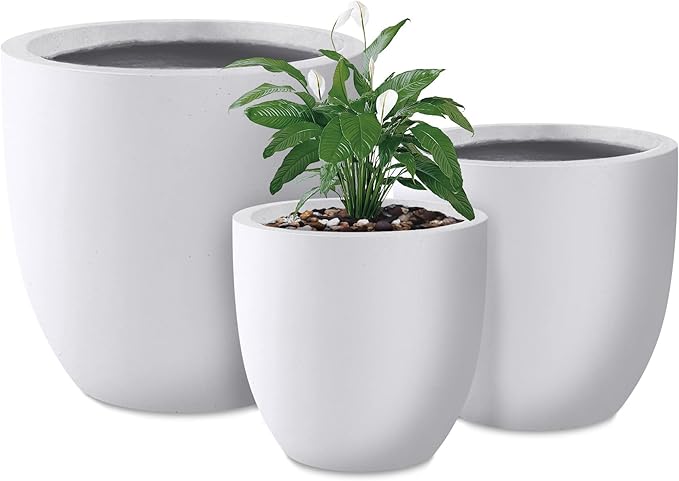 Kante 20", 13.4" Dia Round Concrete Planters, Outdoor Indoor Modern Decorative by Kante