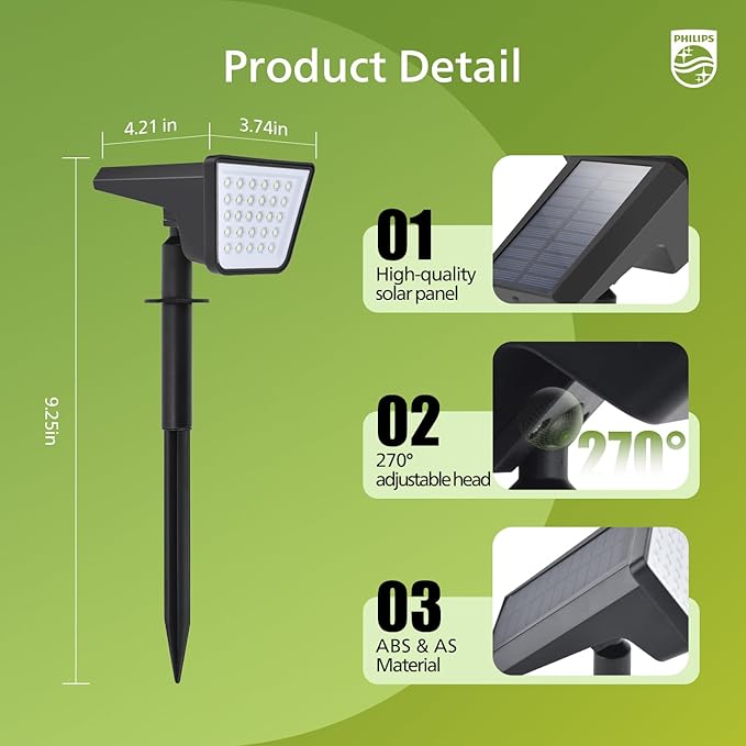 Philips 4 Packs Solar Spot Lights Outdoor Waterproof, 28 LED 7500K Solar - Image 3