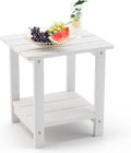 LUE BONA Adirondack Outdoor Side Table, 2-Tier White HDPS Patio End Table by LUEBONA